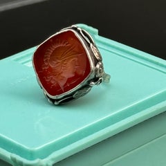 Gorgeous Arts & Crafts Nouveau Sterling Silver Ring Carved Ca