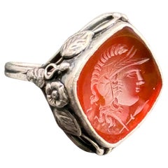 Precioso anillo Arts & Crafts Nouveau de plata de ley tallada Ca