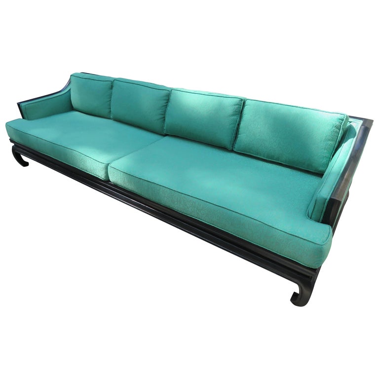 Gorgeous Asian Modern Michael Taylor Style Chinoiserie Sofa Midcentury