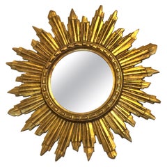 Gorgeous Austrian Starburst Sunburst Gilded Wood Mirror, circa 1960s