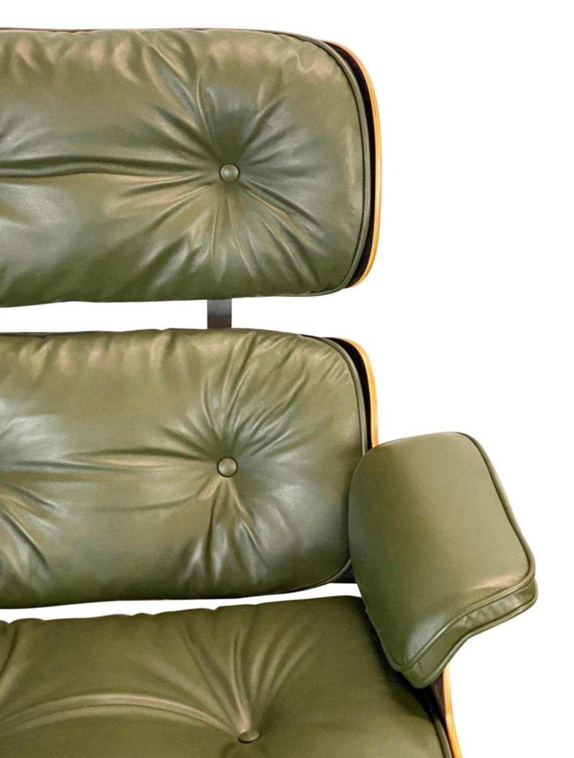 Leather Gorgeous Avocado Eames Lounge Chair and Ottoman