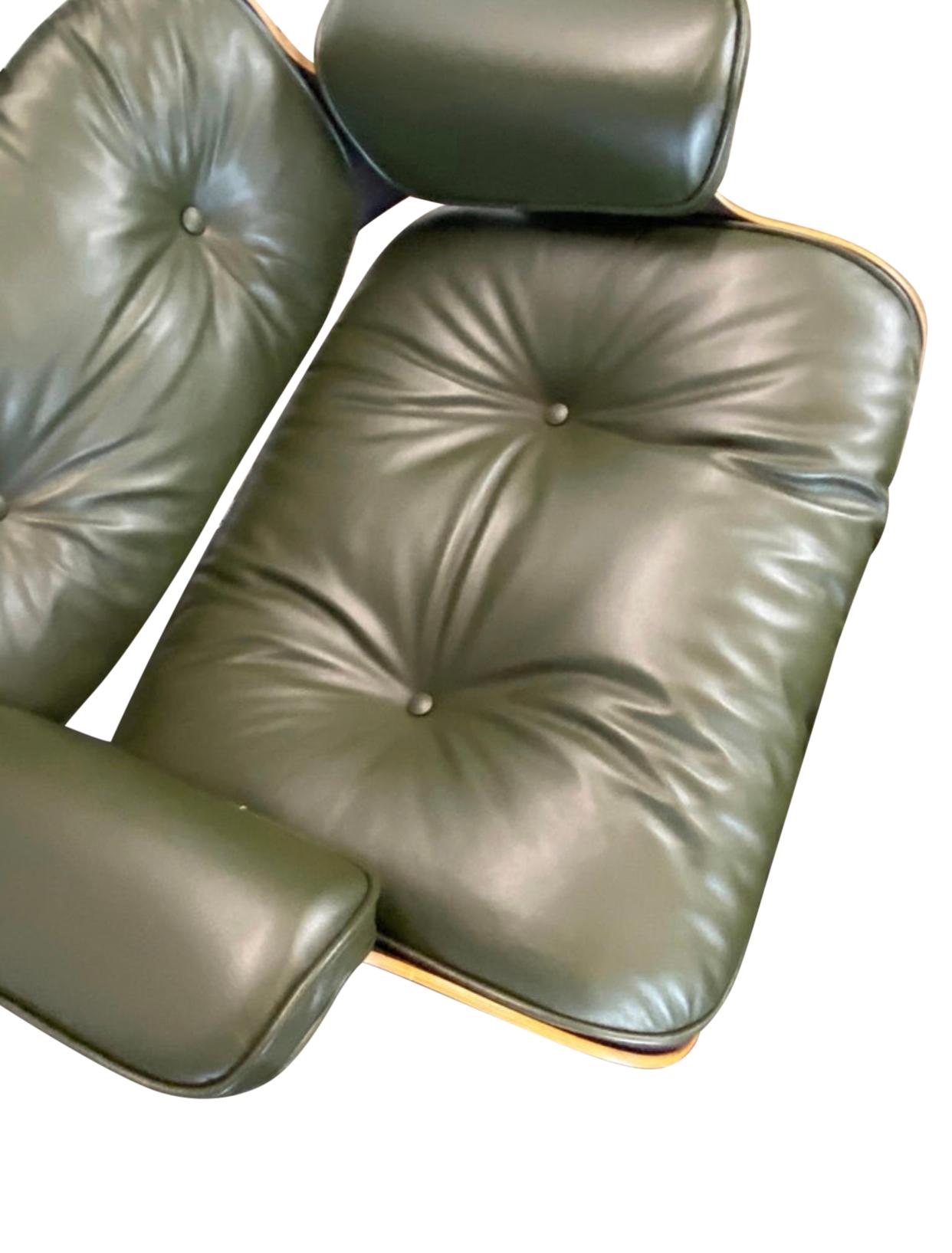 Leather Gorgeous Avocado Eames Lounge Chair and Ottoman