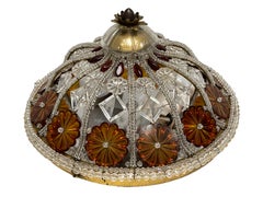 Gorgeous Bagues Beaded Crystal Glass Flush Mount, Midcentury, France, 1950s
