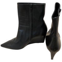 Gorgeous Balenciaga Black (one piece of) Leather Wedge Booties 41