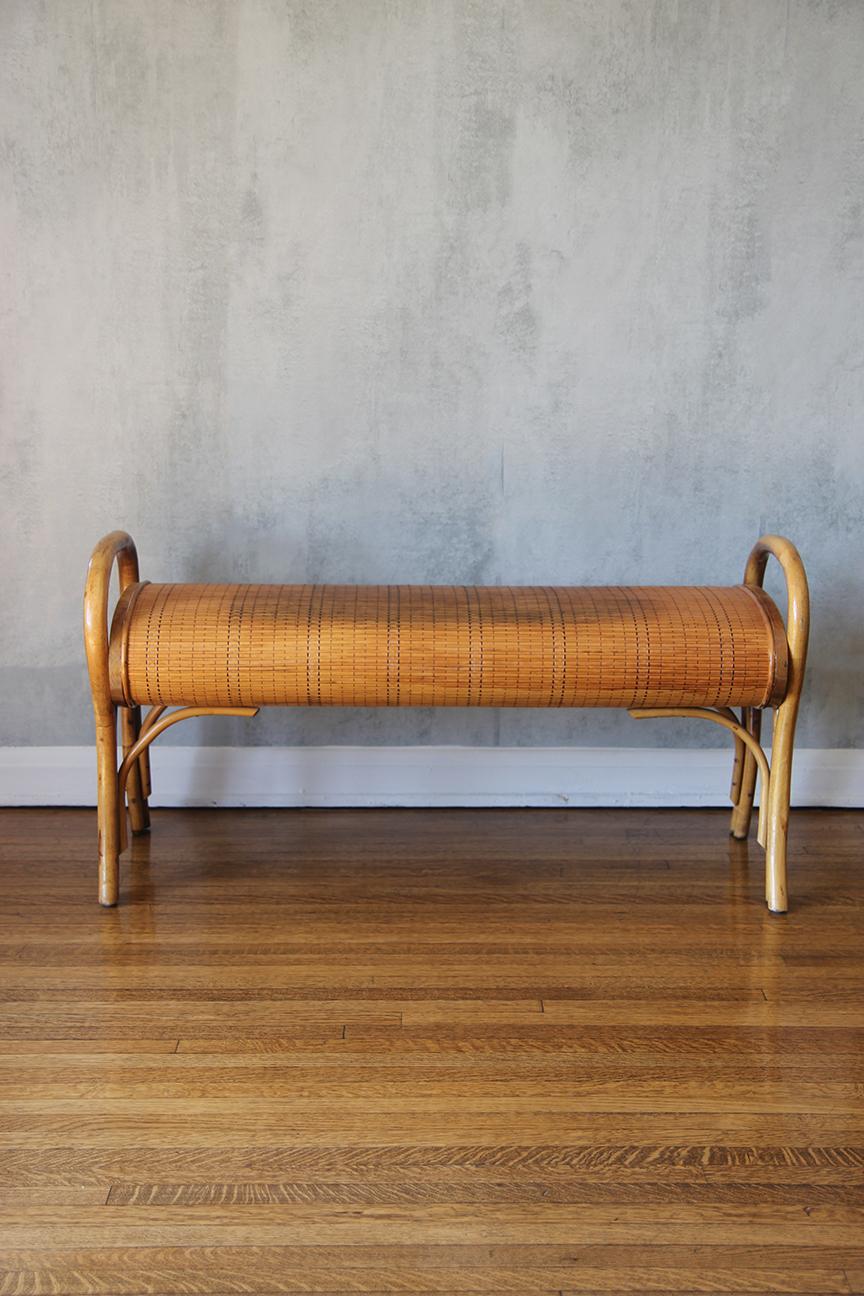 Gorgeous Bamboo Bohemian French Bench 1960 7