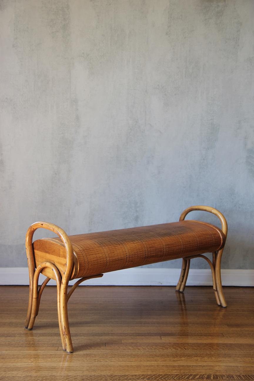 Gorgeous Bamboo Bohemian French Bench 1960 9
