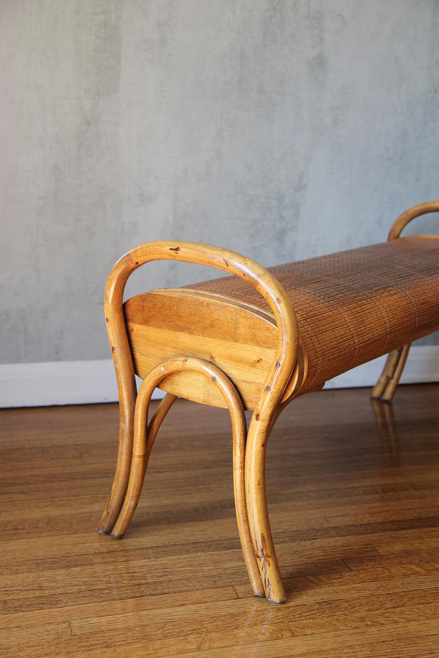 Gorgeous Bamboo Bohemian French Bench 1960 10