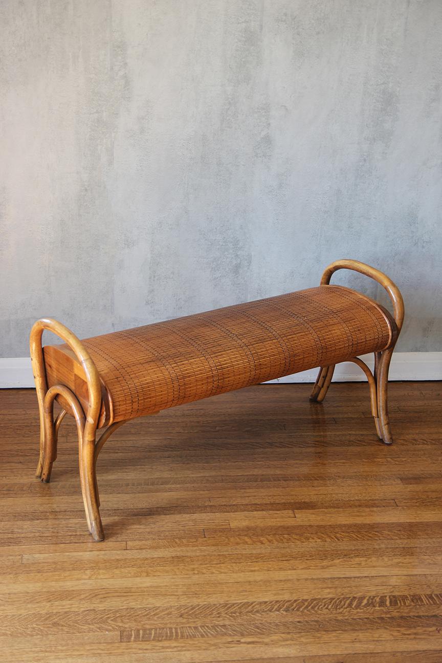 Mid-20th Century Gorgeous Bamboo Bohemian French Bench 1960