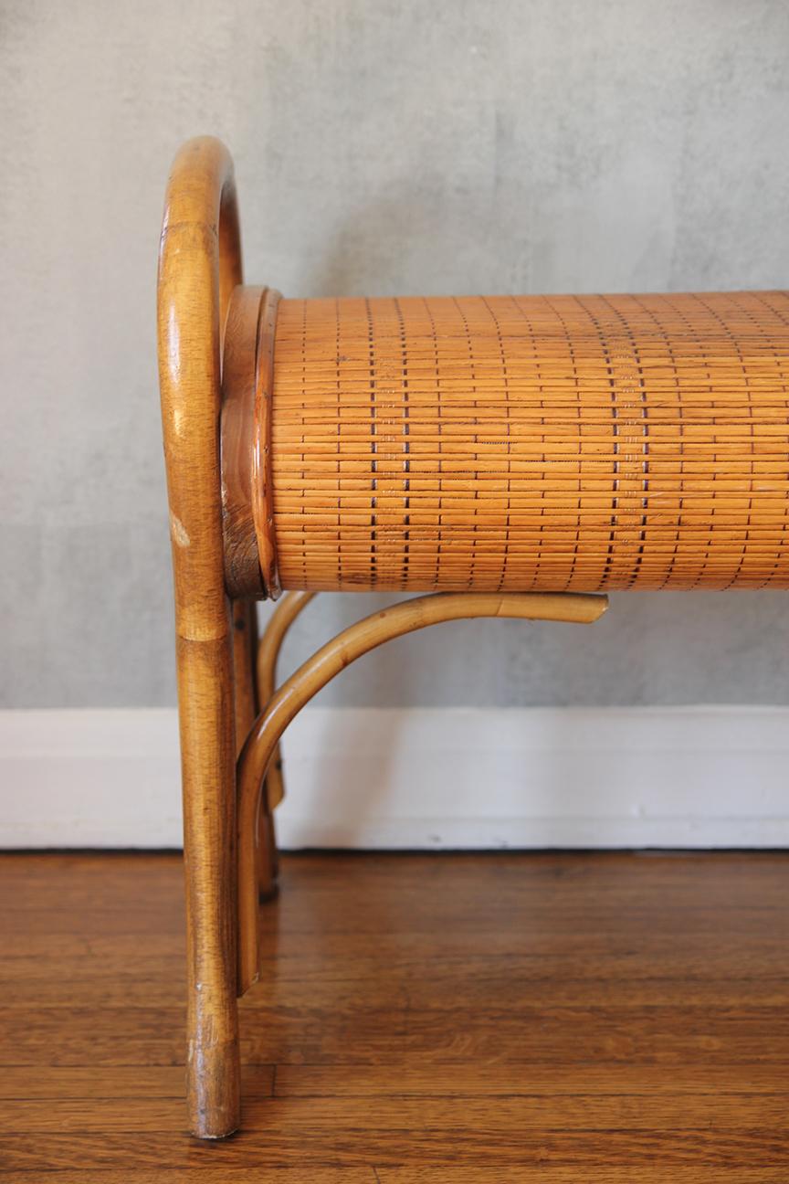 Gorgeous Bamboo Bohemian French Bench 1960 3