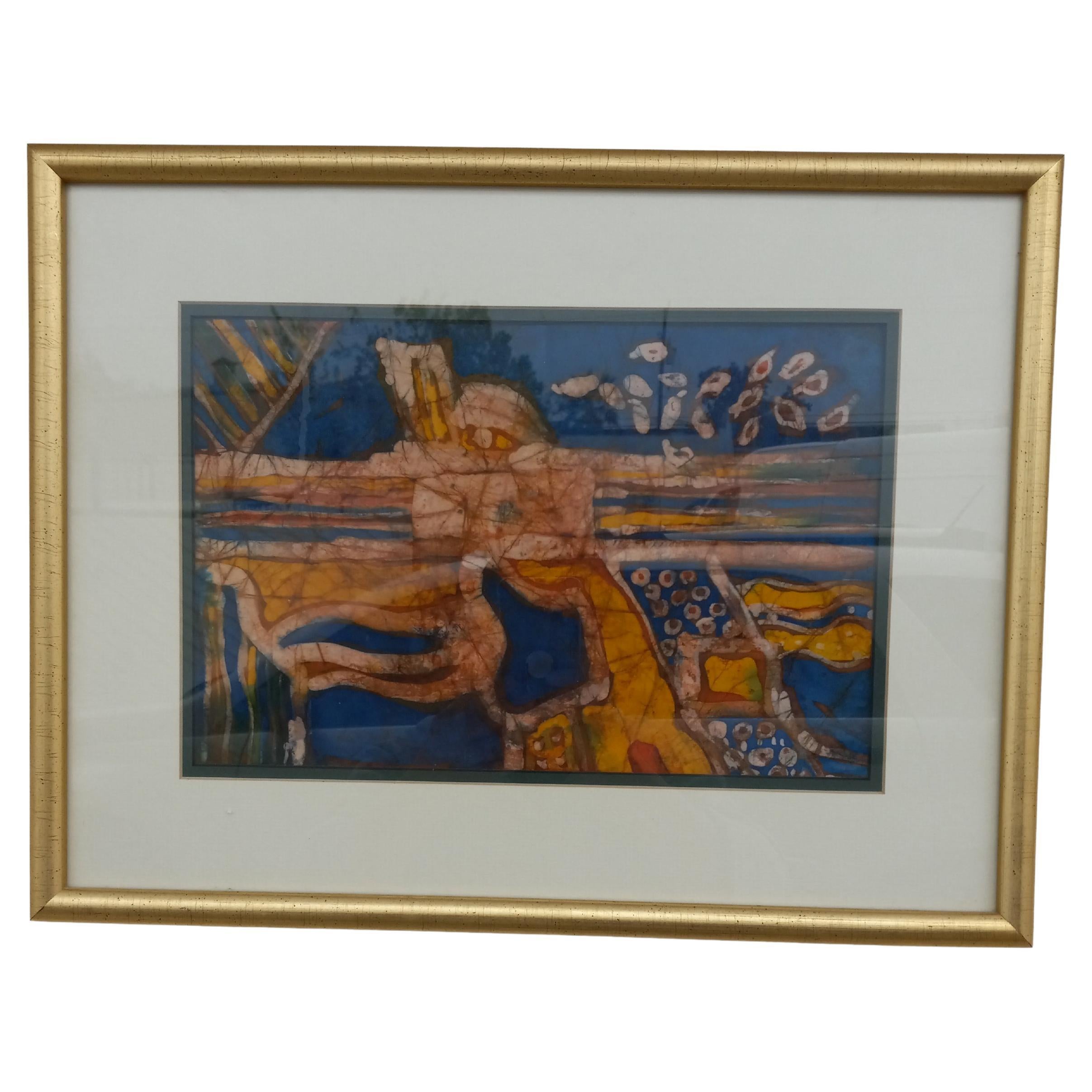 Wunderschöner Druck im Batikstil auf Leinen