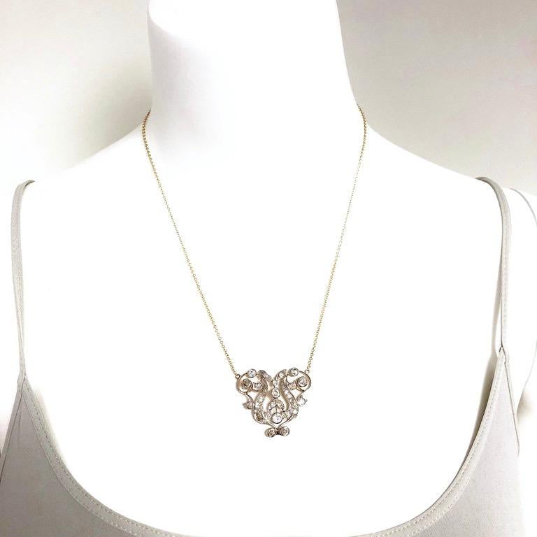 Gorgeous Belle Époque Diamond Gold Platinum Necklace In Good Condition In Agoura Hills, CA