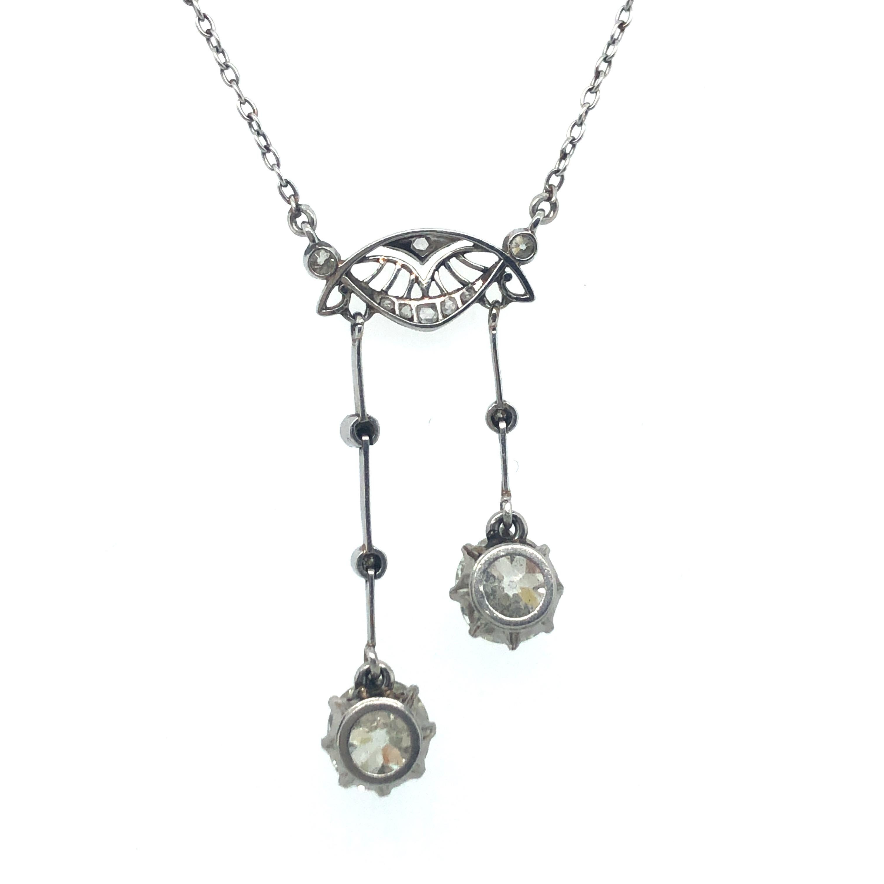 Gorgeous Belle Époque Négligée Diamond Necklace in Platinum 950 For Sale 3
