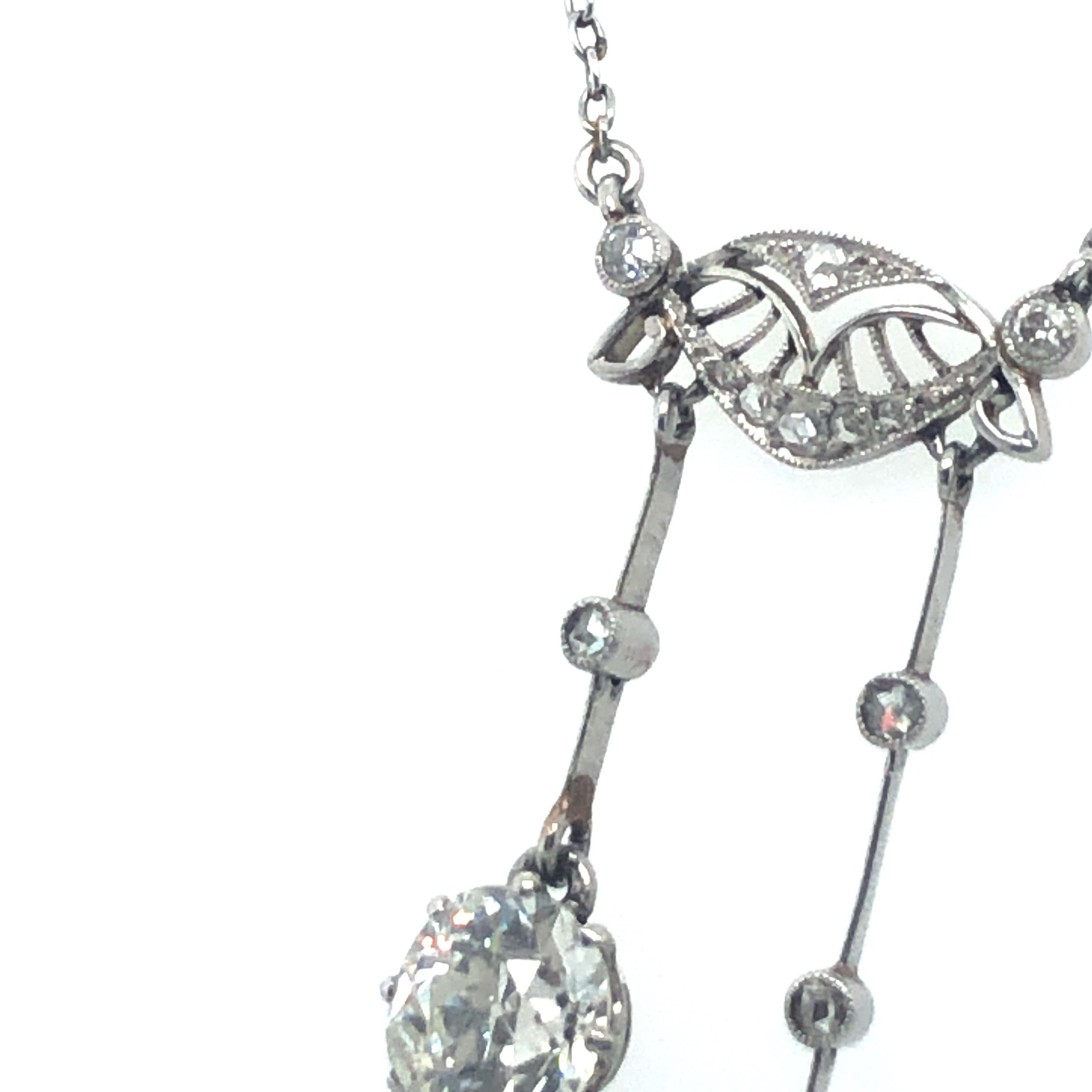Wunderschöne Négligée-Diamant-Halskette aus Platin 950 aus der Belle Époque (Alteuropäischer Schliff) im Angebot