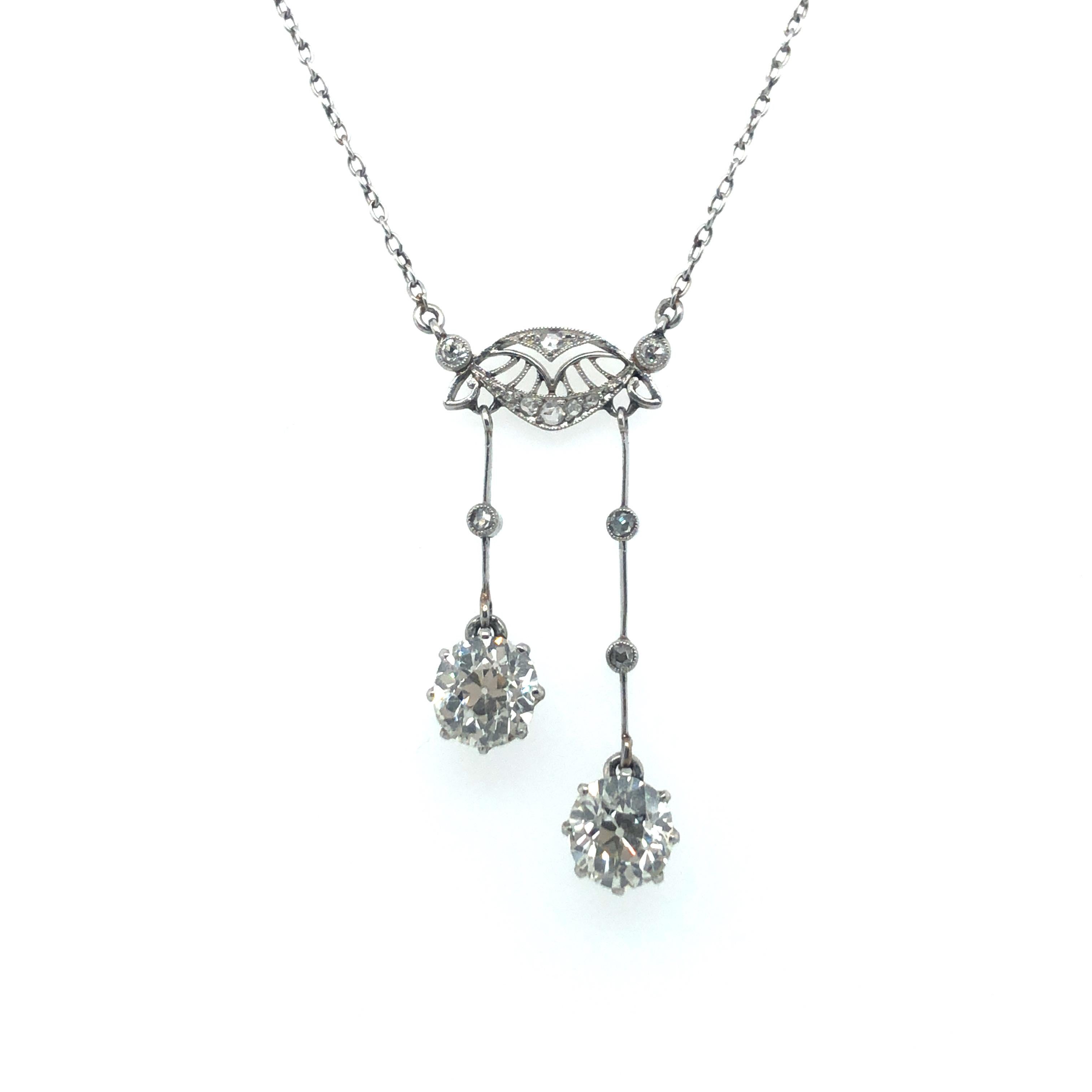 Wunderschöne Négligée-Diamant-Halskette aus Platin 950 aus der Belle Époque im Zustand „Gut“ im Angebot in Lucerne, CH