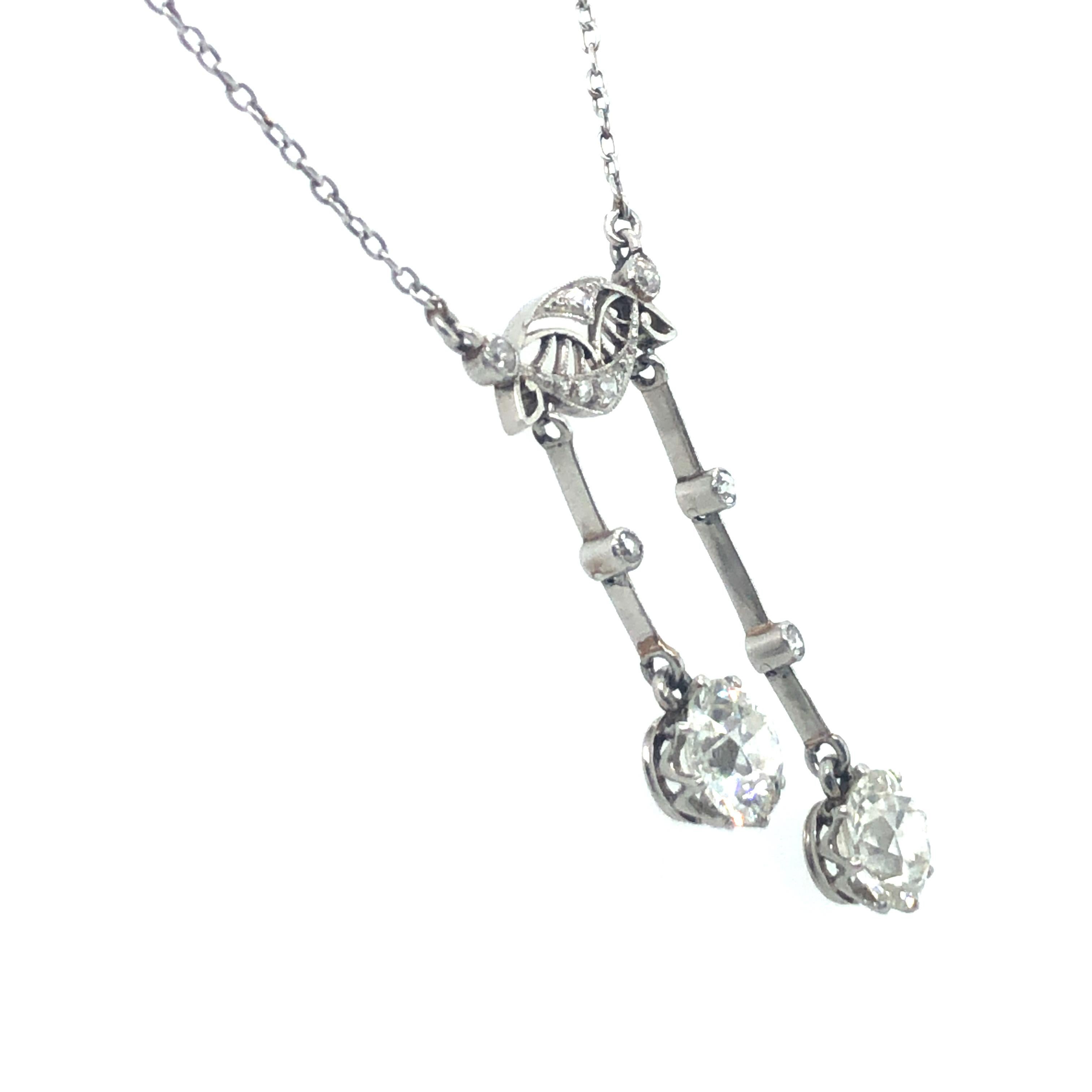 Wunderschöne Négligée-Diamant-Halskette aus Platin 950 aus der Belle Époque für Damen oder Herren im Angebot