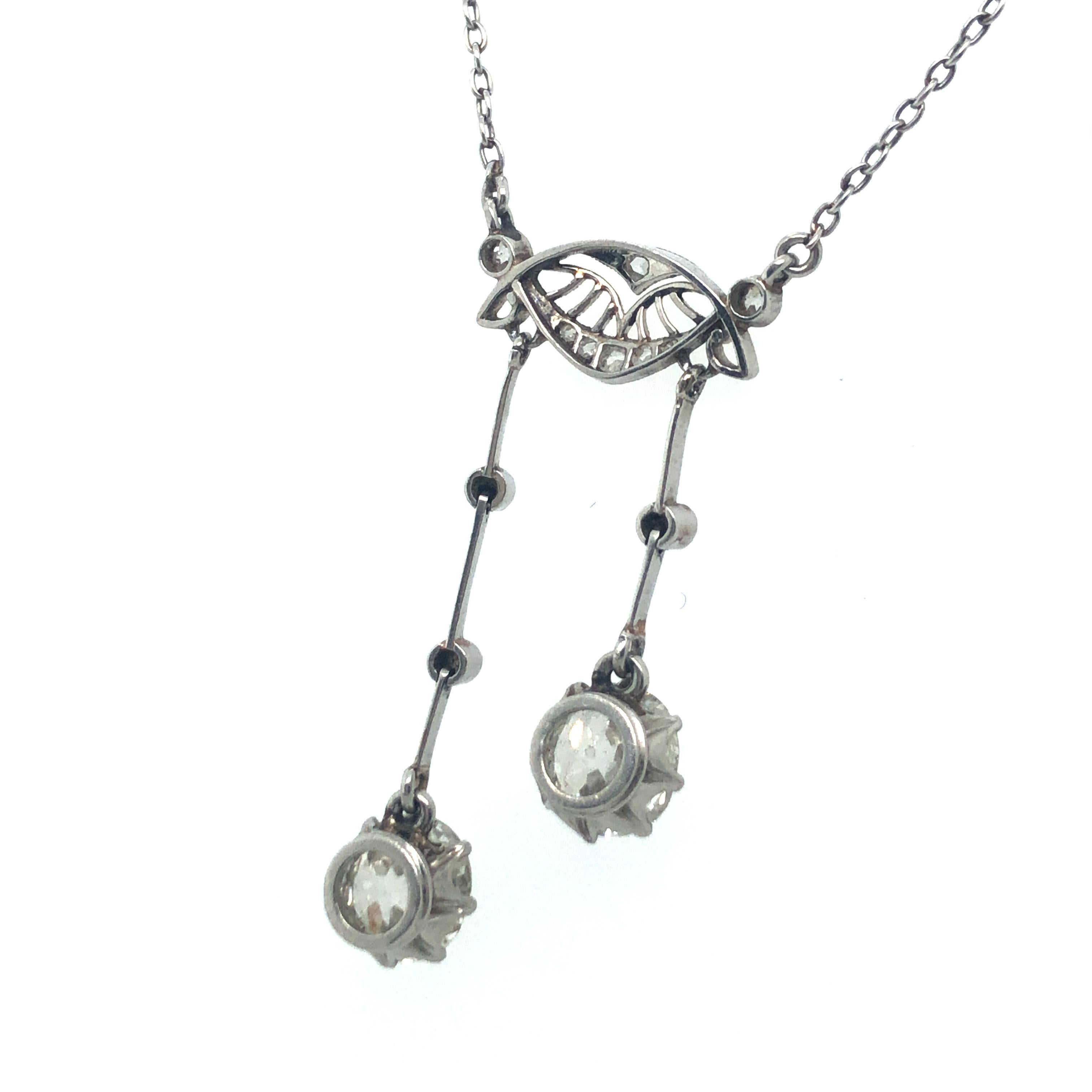 Gorgeous Belle Époque Négligée Diamond Necklace in Platinum 950 For Sale 1