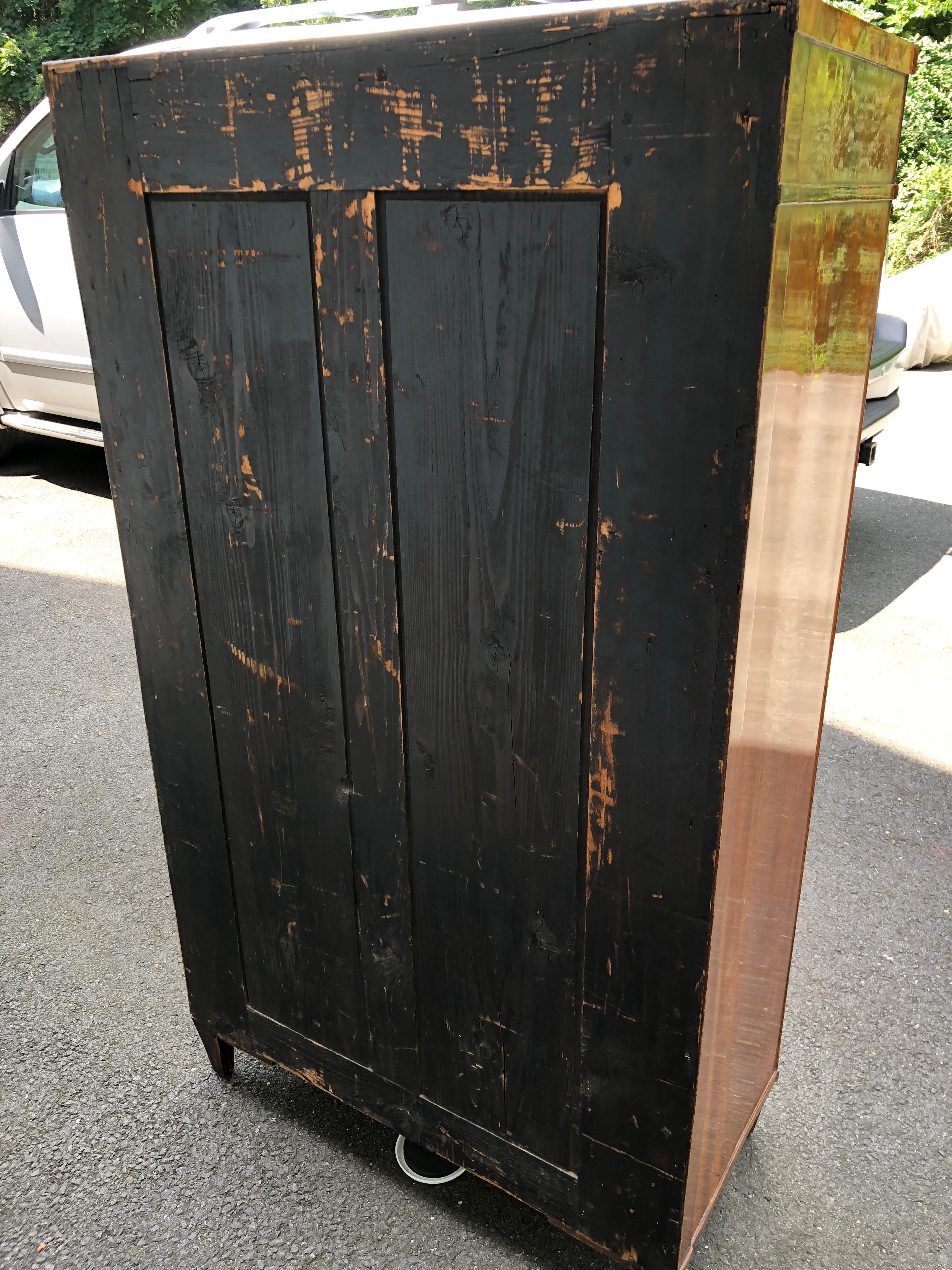 Gorgeous Biedermeier Mixed Wood and Red Leather Secretary Cabinet 5