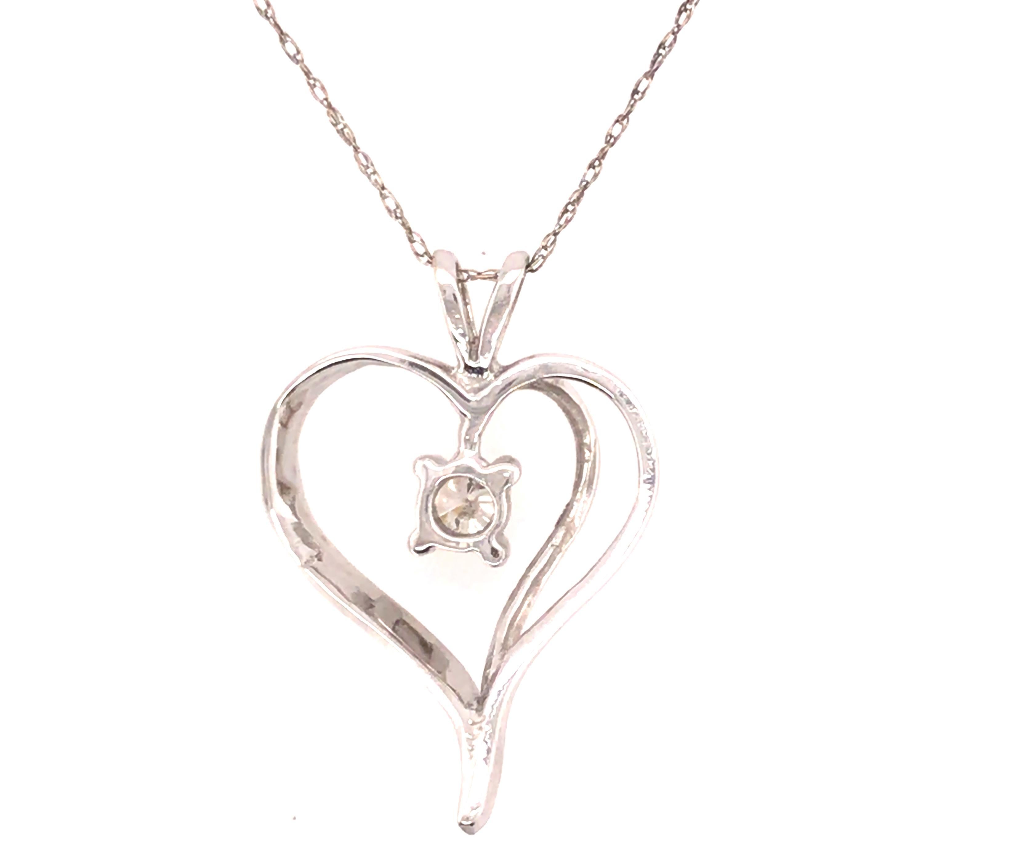 Wunderschöne große Herz Solitär Diamant-Anhänger-Halskette .25ct 14K Weißgold im Zustand „Gut“ im Angebot in Dearborn, MI