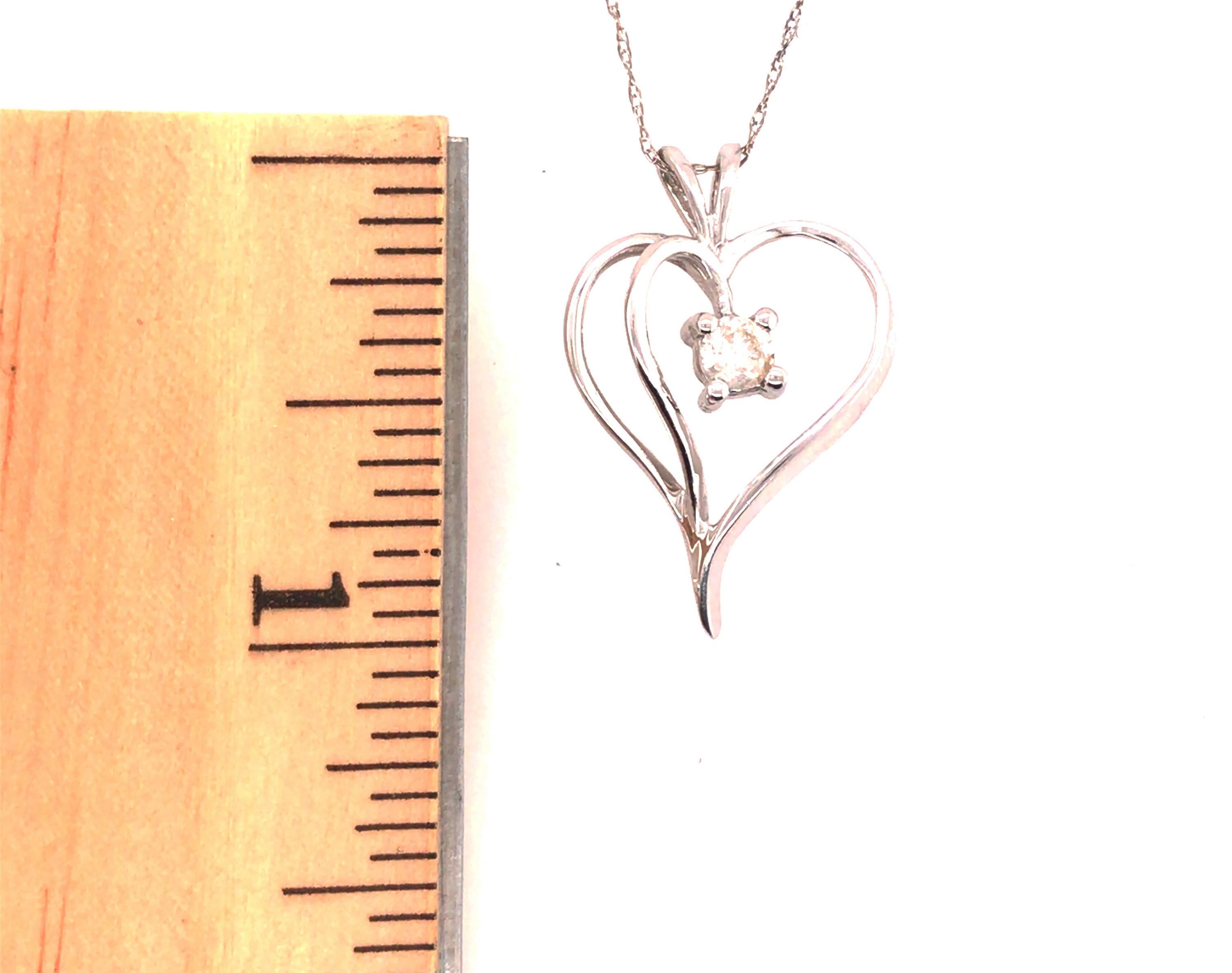 Wunderschöne große Herz Solitär Diamant-Anhänger-Halskette .25ct 14K Weißgold im Angebot 1