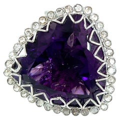 Superbe bague en améthyste naturelle et diamants