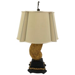 Gorgeous Black and Gold Chelsea House Shell Lamp with Seahorse Finial