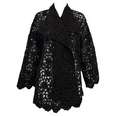 Gorgeous Black Cutwork Lace Evening Jacket Dotted with Beading