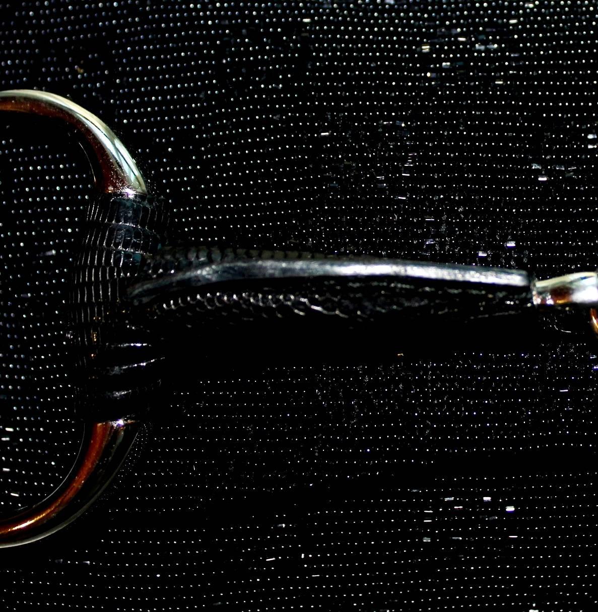 Wunderschöne schwarze Gucci GG Monogramm Perlen Kristall Exotische Haut Horsebit Tasche Clutch im Zustand „Gut“ im Angebot in Switzerland, CH