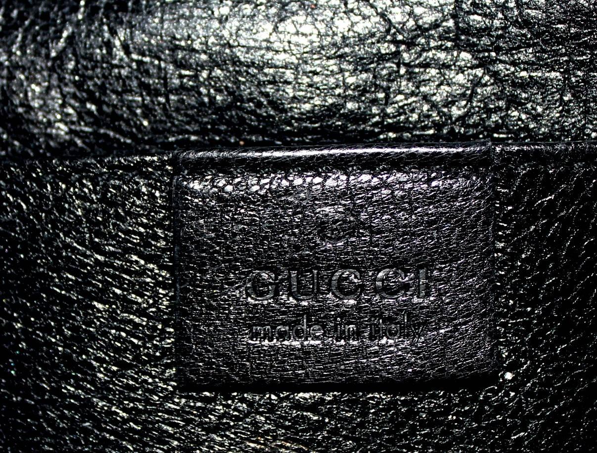 Women's Gorgeous Black Gucci GG Monogram Beaded Crystal Exotic Skin Horsebit Bag Clutch