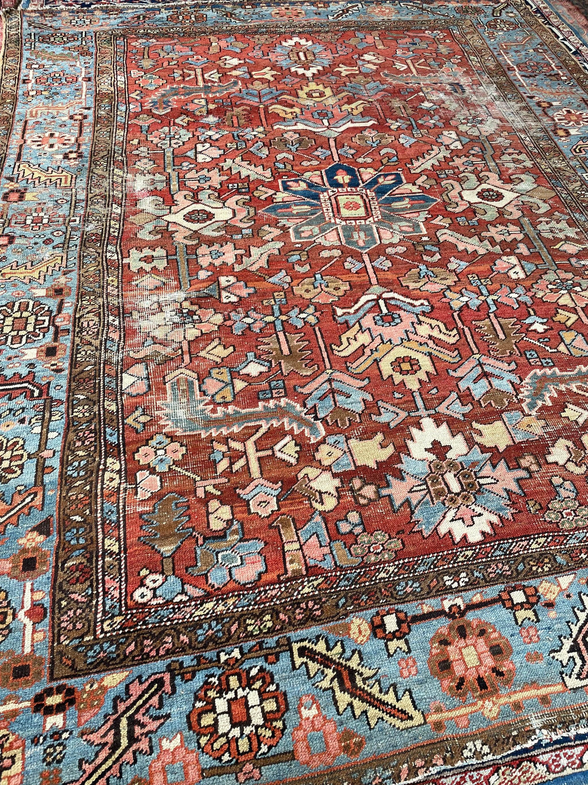 Gorgeous Blooming Jungle Antique Rug, circa. 1915-1925 For Sale 13