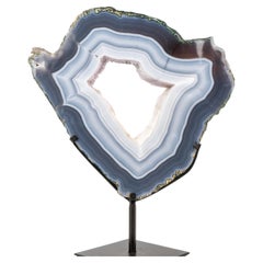 Gorgeous Blue and White Lace Agate Geode with Sparkly White Druzy Galaxy
