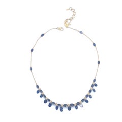 Gorgeous Blue Sapphire Drops Necklace with 1.08 Carat Diamonds