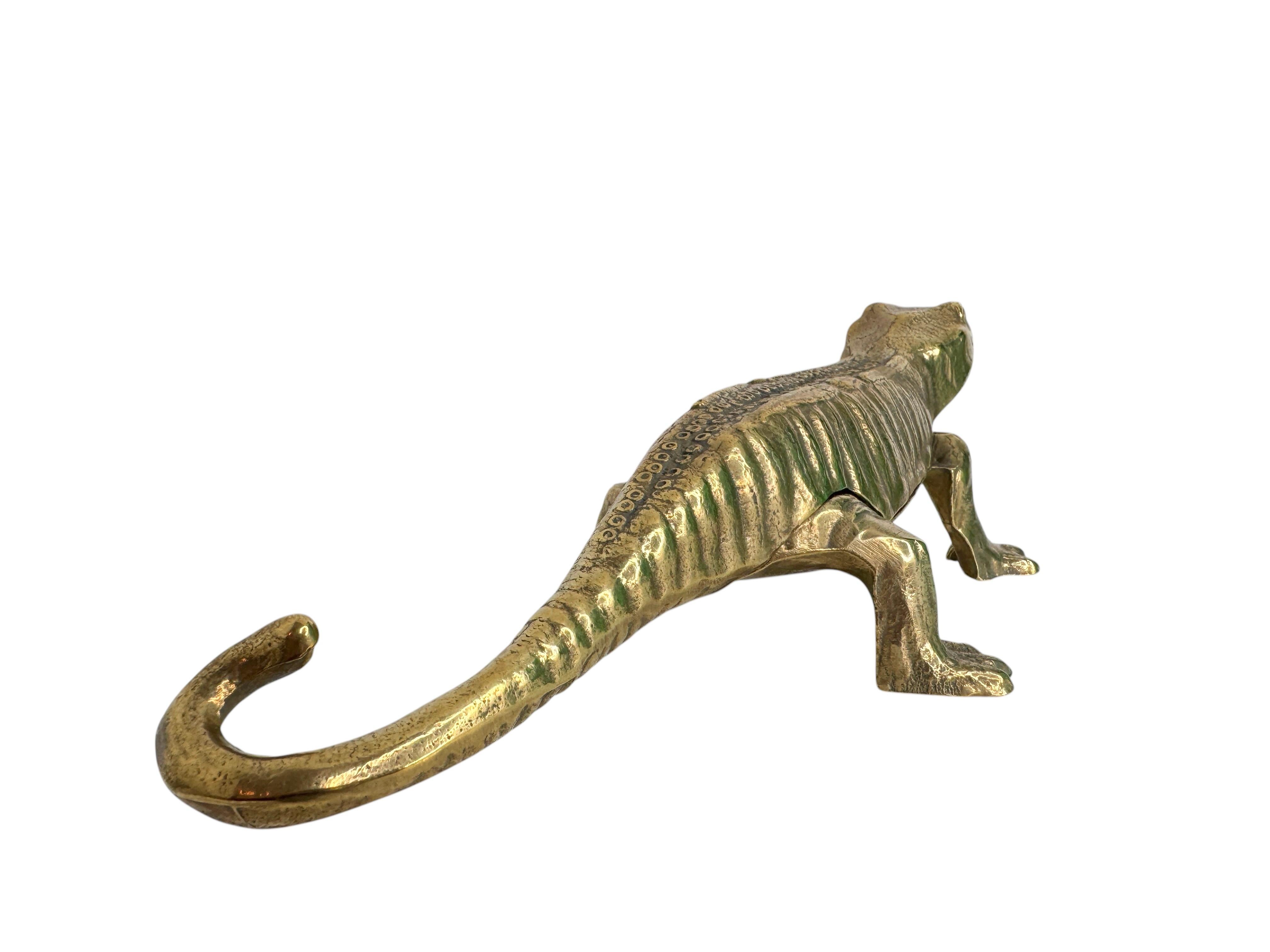 Mid-20th Century Gorgeous Brass Lizard Nutcracker Vintage, France, 1960s Mid Century Modern For Sale