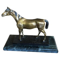 Vintage Gorgeous Bronze Equestrian Sculpture on Green Marble Base by Cyrus Dallin