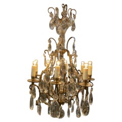 Gorgeous Bronze Framed Chandelier, France, 1900