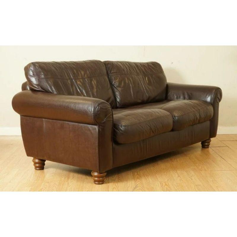 Gorgeous Brown Heritage Saddle Leather John Lewis Madison 2 Seater Sofa For Sale 2