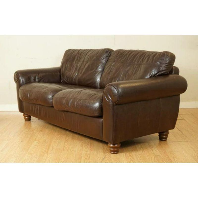 Gorgeous Brown Heritage Saddle Leather John Lewis Madison 2 Seater Sofa For Sale 1