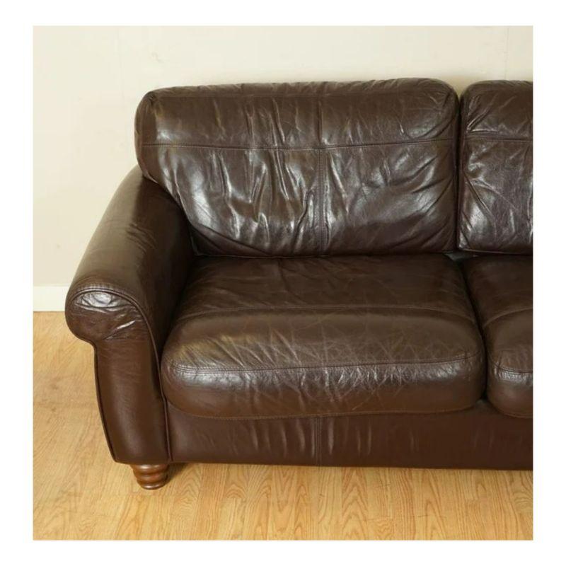 Mid-Century Modern Gorgeous Brown Heritage Saddle Leather John Lewis Madison 2 Seater Sofa For Sale