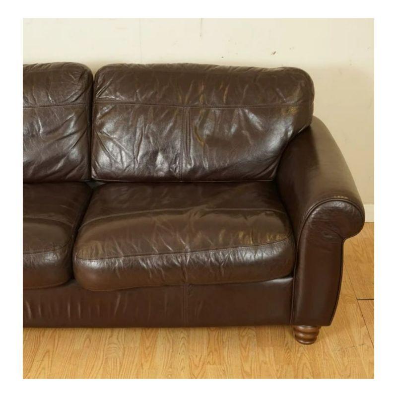 British Gorgeous Brown Heritage Saddle Leather John Lewis Madison 2 Seater Sofa For Sale