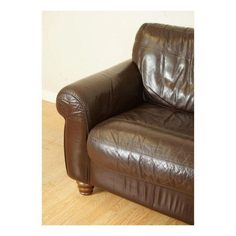 20th Century Gorgeous Brown Heritage Saddle Leather John Lewis Madison 2 Seater Sofa For Sale