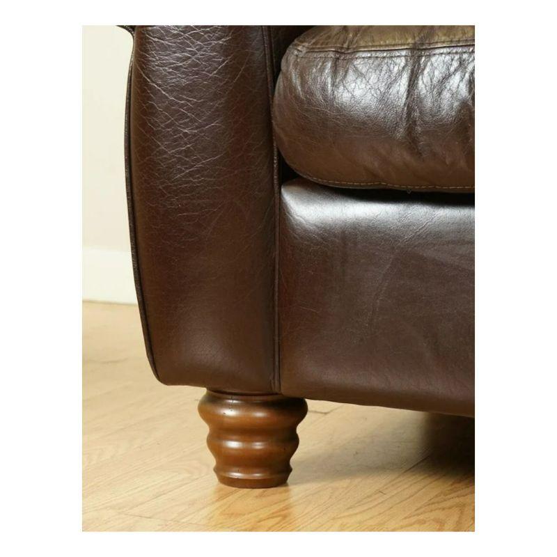 Gorgeous Brown Heritage Saddle Leather John Lewis Madison 2 Seater Sofa In Good Condition For Sale In Pulborough, GB