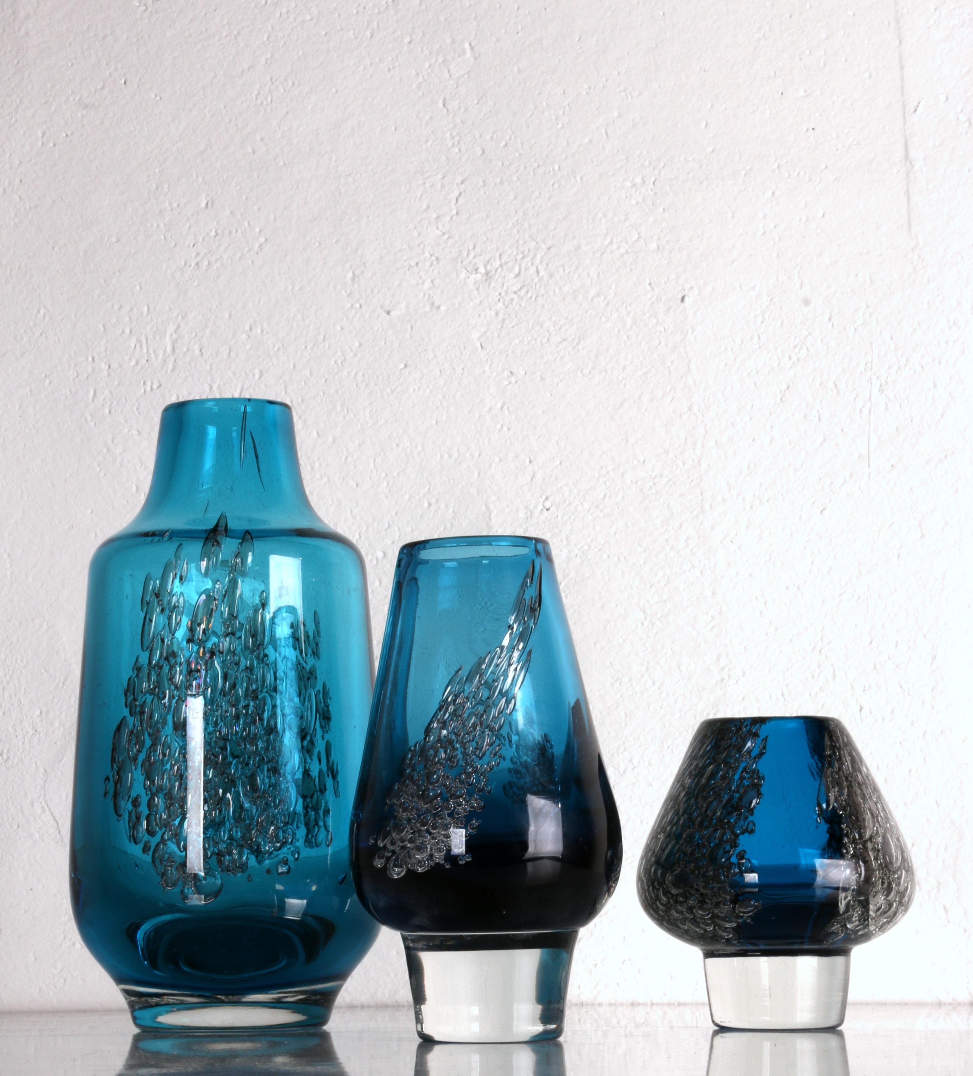 superbe BUBBLE ART GLASS Trio by 