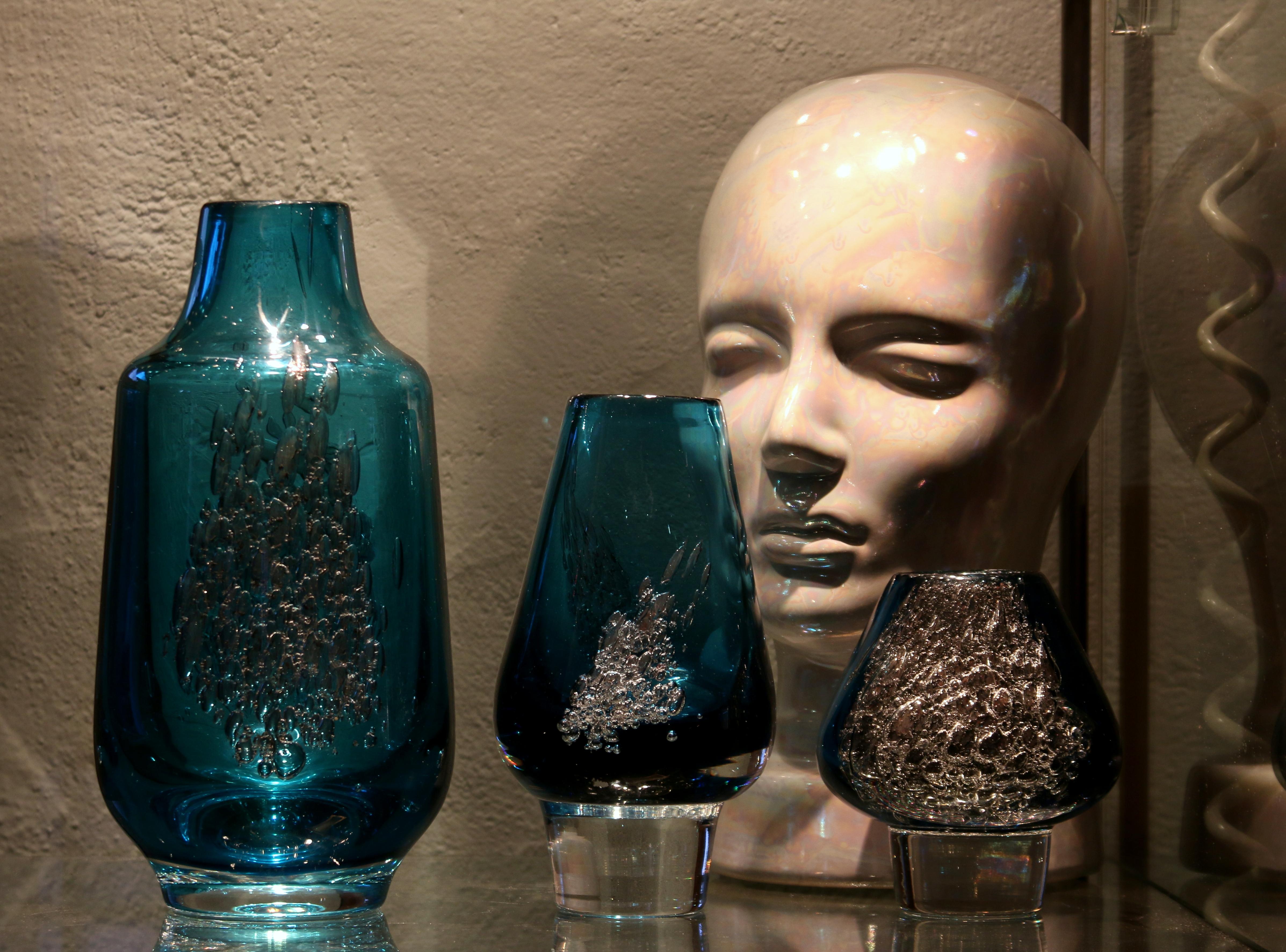 superbe BUBBLE ART GLASS Trio by 