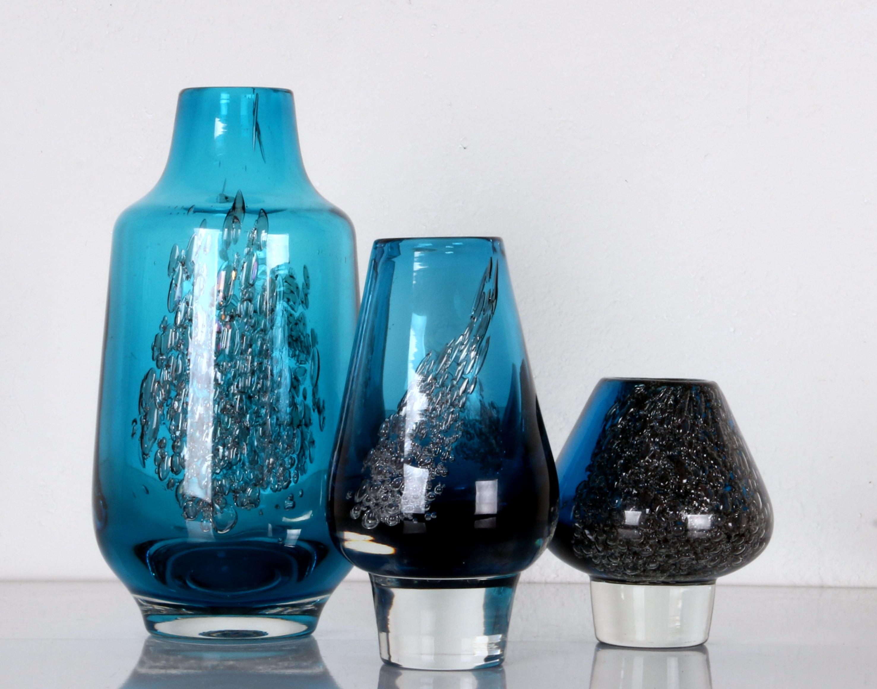 Fait main superbe BUBBLE ART GLASS Trio by 