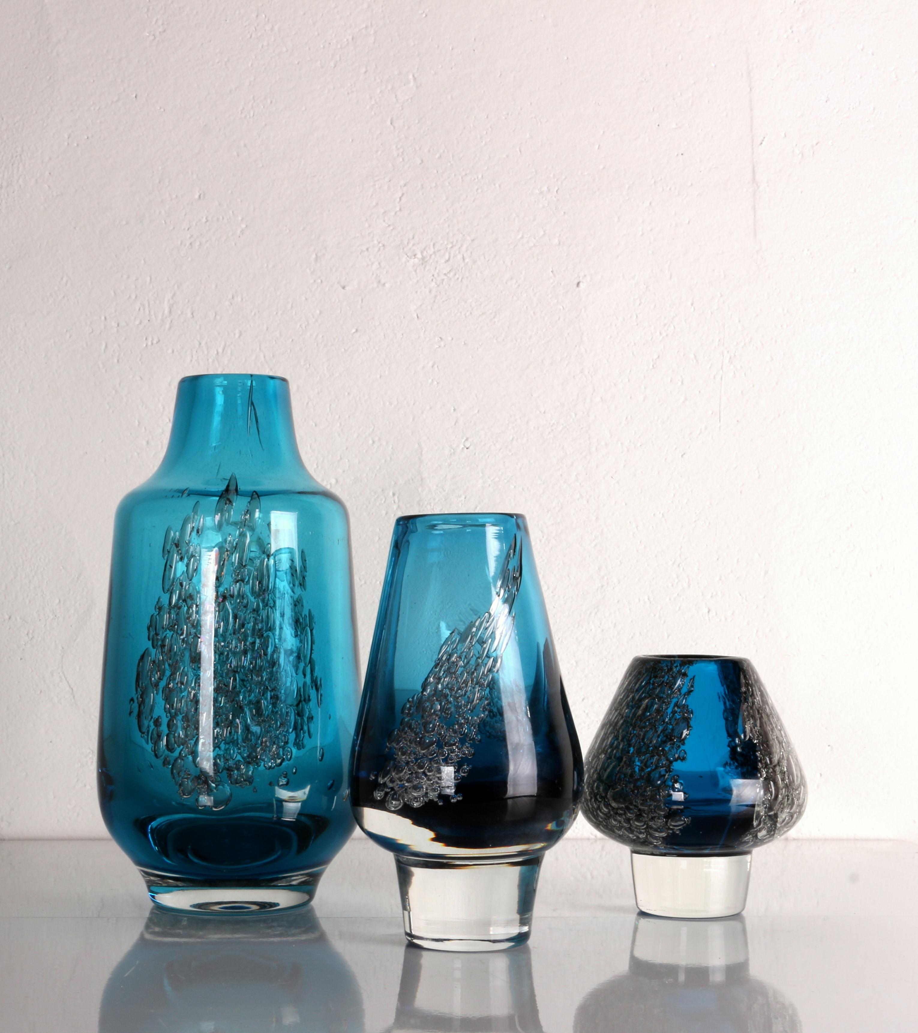 superbe BUBBLE ART GLASS Trio by 