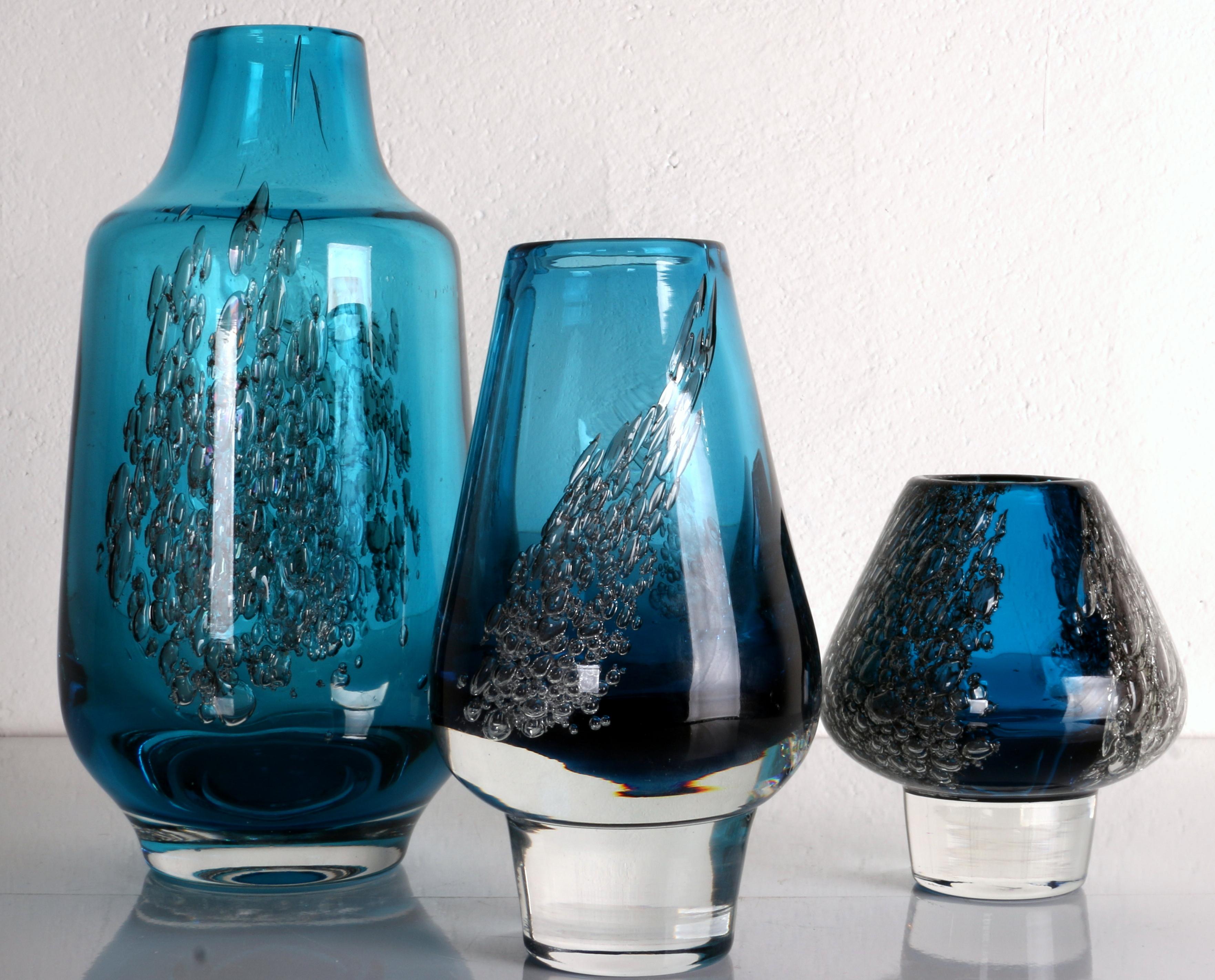 superbe BUBBLE ART GLASS Trio by 
