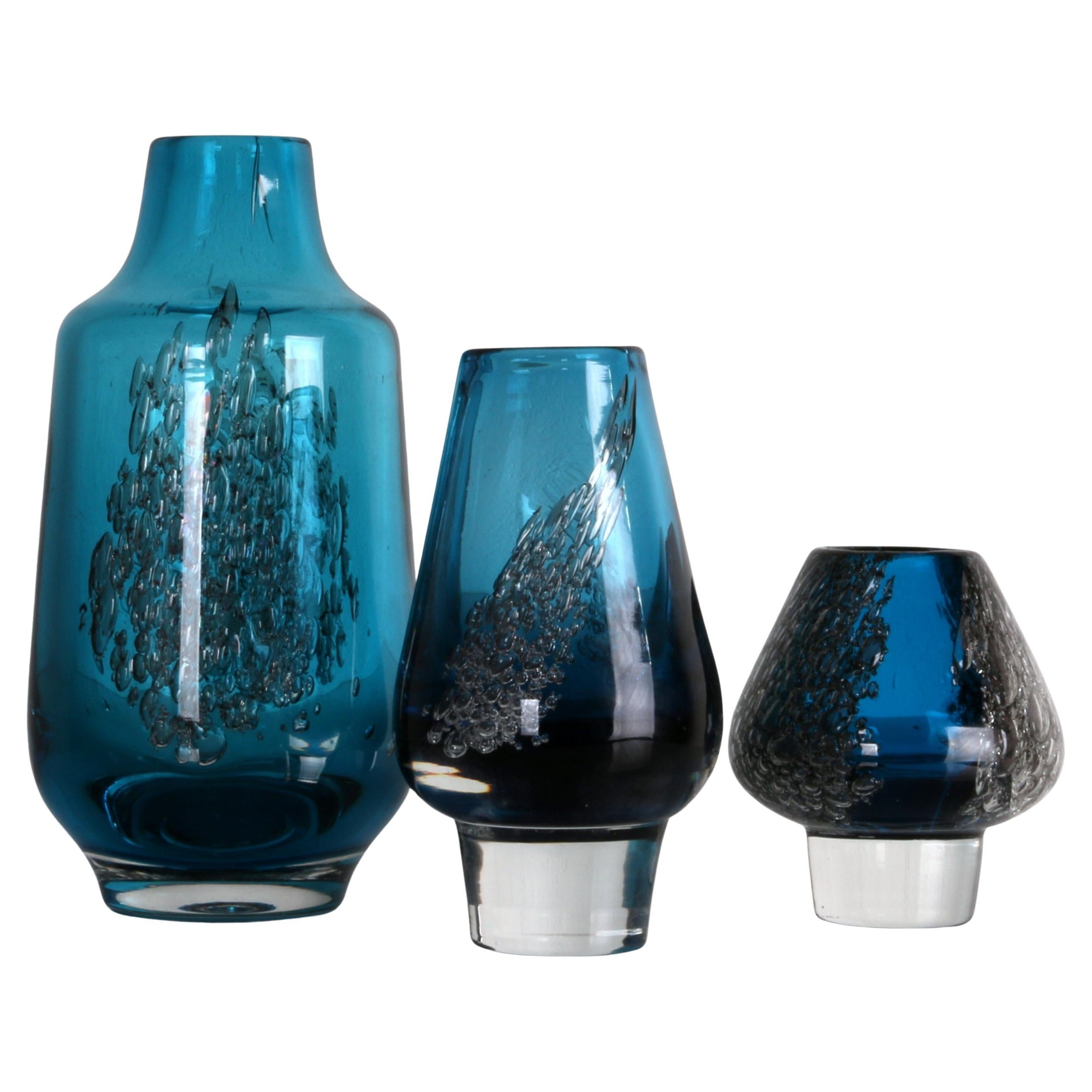 Mid-Century Modern superbe BUBBLE ART GLASS Trio by 