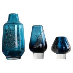 Wunderschönes BUBBLE ART GLASS Trio von "Heinz Löffelhardt Ende der 1960er Jahre Satz von 3 Vasen