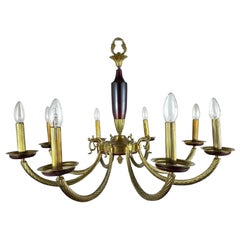 Gorgeous Burgundy Bronze French Chandelier, 1960s