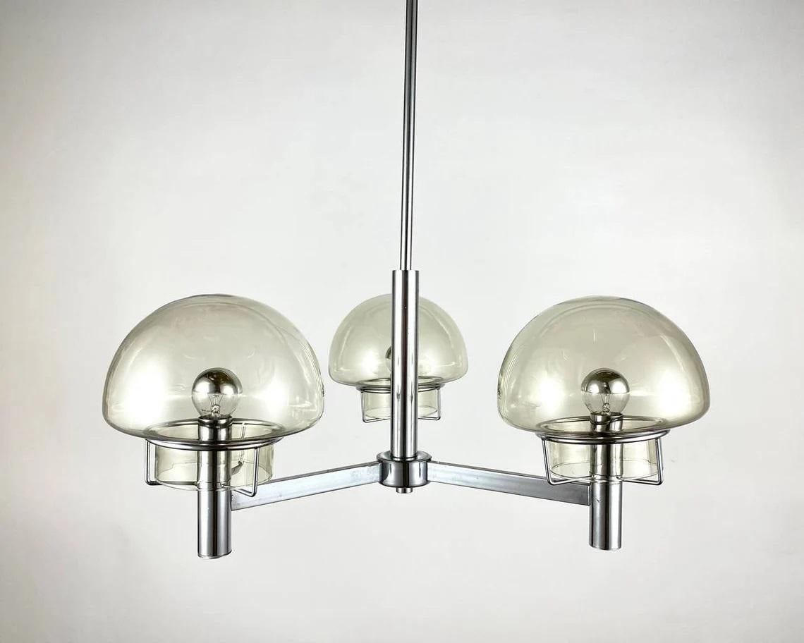Italian Stilnovo Style Vintage Chandelier  3 Light Points Pendant Lighting, Italy For Sale