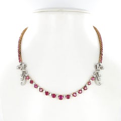 Gorgeous Burmese Ruby and Diamond Necklace in Platinum and 18 Karat Gold